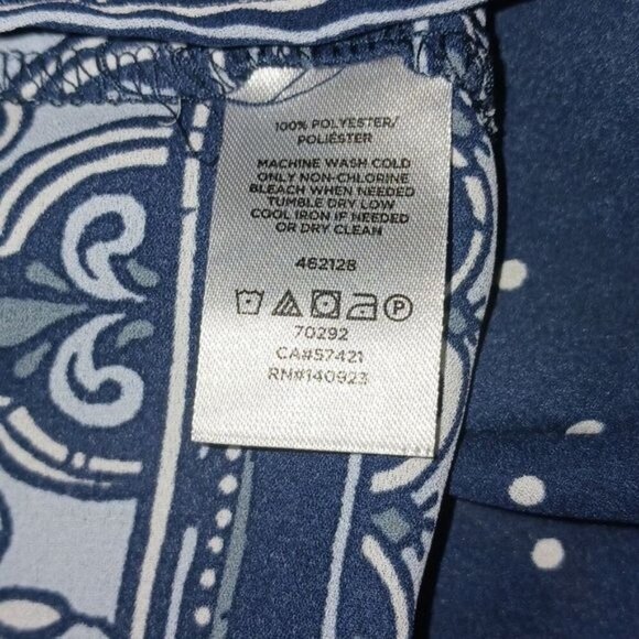 Loft Blouse Blue Polka Dot Sleeveless Semi Sheer Flowy Womens Size M - Picture 8 of 8
